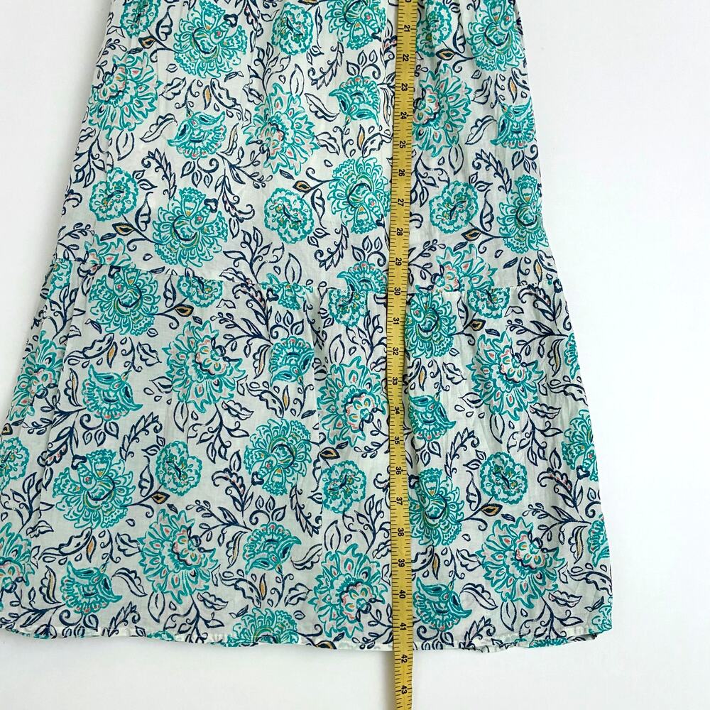 C&C California Cream and Aqua Floral Tie Shoulder Tiered Cotton Dress - Size XL - Picture 10 of 10